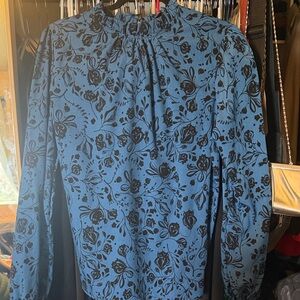 Dusty Blue Floral Print Top